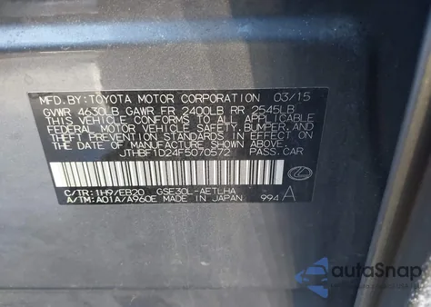 2015 Lexus Is 250 z USA, uszkodzony, nr VIN JTHBF1D24F5070572